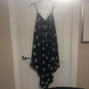 Strap dot asymmetrical dress